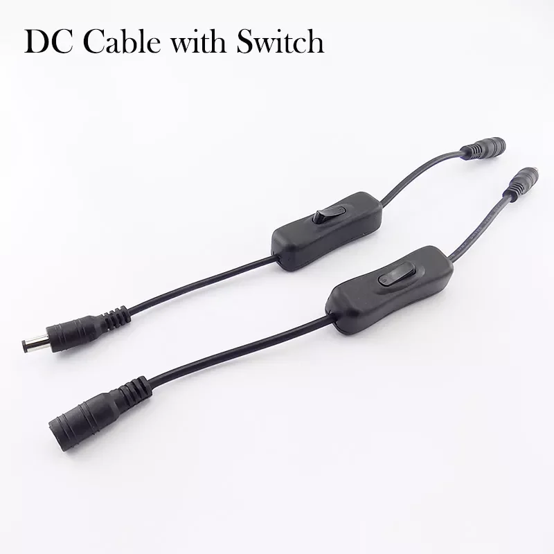 

NEW2022 Adapter Connector Cable Female To Male Plug Power Cord With Switch DC Jack For RGB Controller LED Strip CCTV Security Ca
