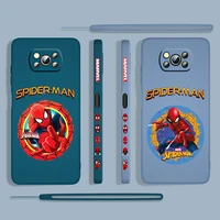 spider man marvel cool for xiaomi poco x3 nfc f3 gt m4 m3 m2 pro c3 x2 11 ultra silicone liquid left rope phone case cover capa