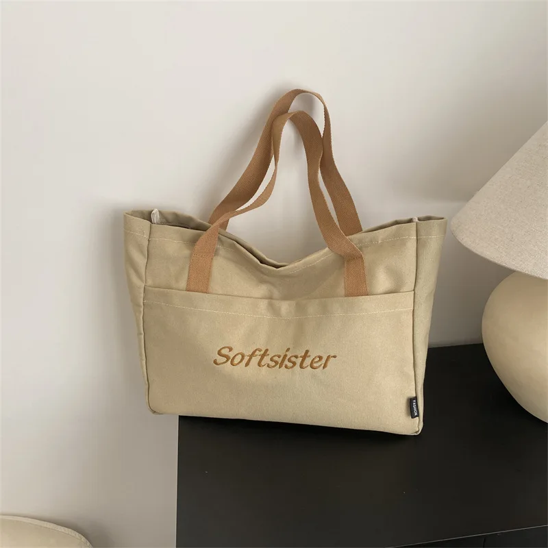 

Art Design Big Nylon Bag Women Letter Embroidery Tote Bag Ladies Shoulder Bag For Women Handbags and Purse Woman Bags Bolso Sac