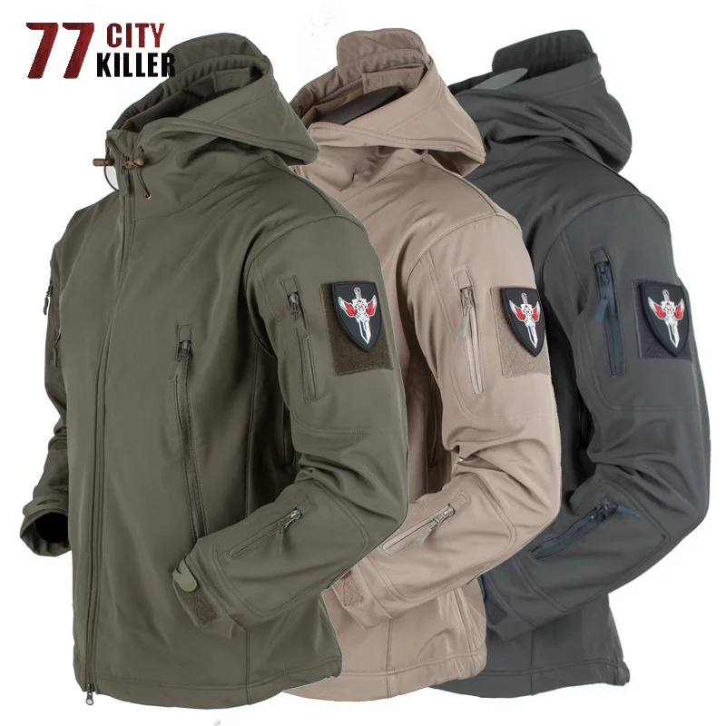 

Sark Skin Soft Sell Tactical Jacket Men Fleece Army Military Waterproof Combat Mens Jackets ded untin Windbreaker Coats