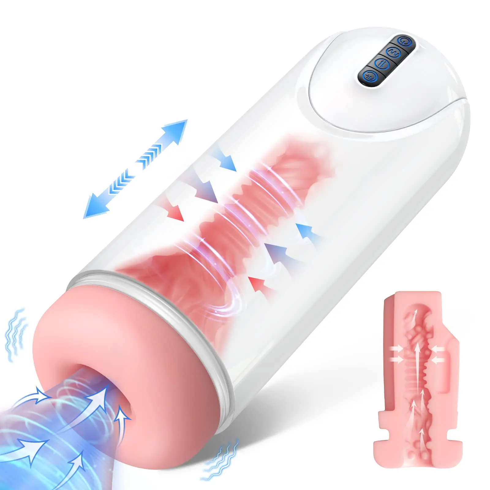 

Male Masturbators Cup with 4 Thrusting Suction & 10 Vibration Modes Electric Pussy Automatic Stroker Penis Stimulation Blowjob