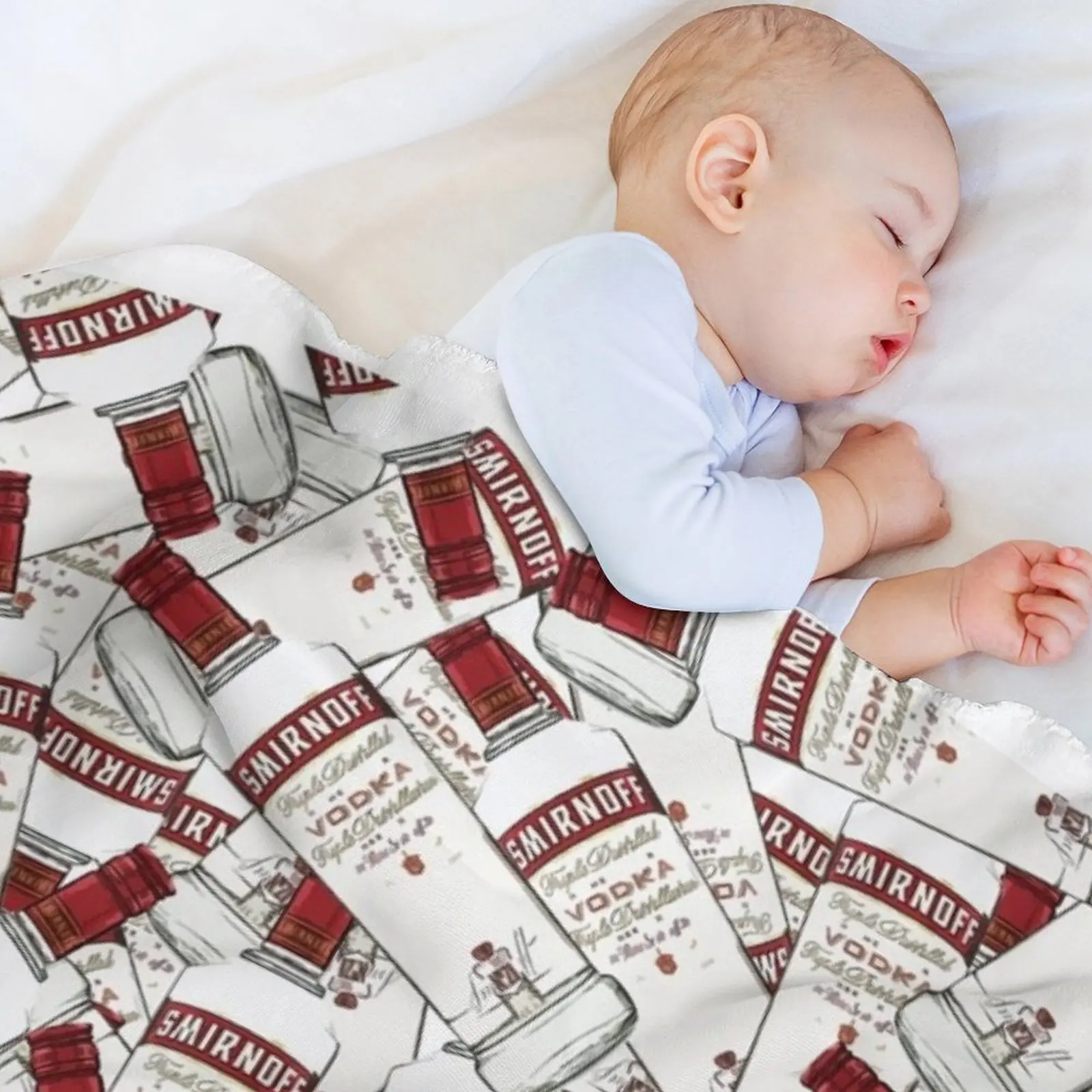 Фото Плед с принтом бутылок водки Smirnoff, теплый плед, подарок на годовщину №3