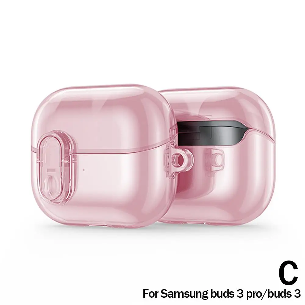 Прозрачный защитный чехол для наушников Samsung Buds 3 Pro с пряжкой переключателя