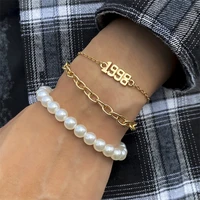 fashion personality pearl chain 1999 bracelet hip hop mens multi layer bracelet mens silver color gift jewelry dropshipping