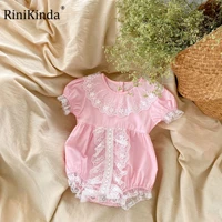 rinikinda short sleeved triangle baby bodysuits lace princess toddler romper newborn baby girl clothes cotton infant outfits