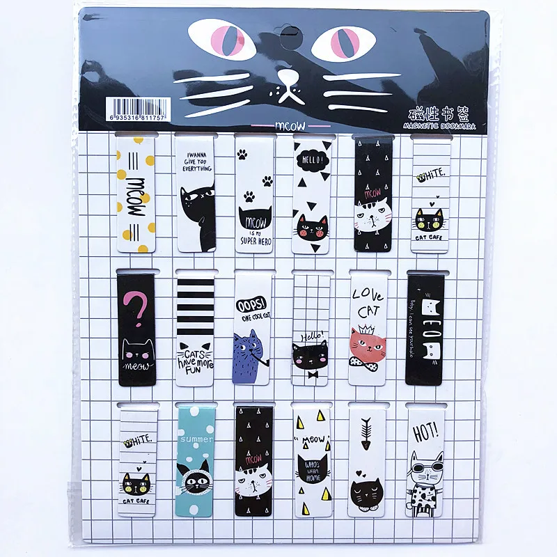18 Pcs/Set Cat Tower Magnet Magnetic Bookmarks Cute Magnet Page Markers Page Clips Bookmark for Student Office Reading images - 6