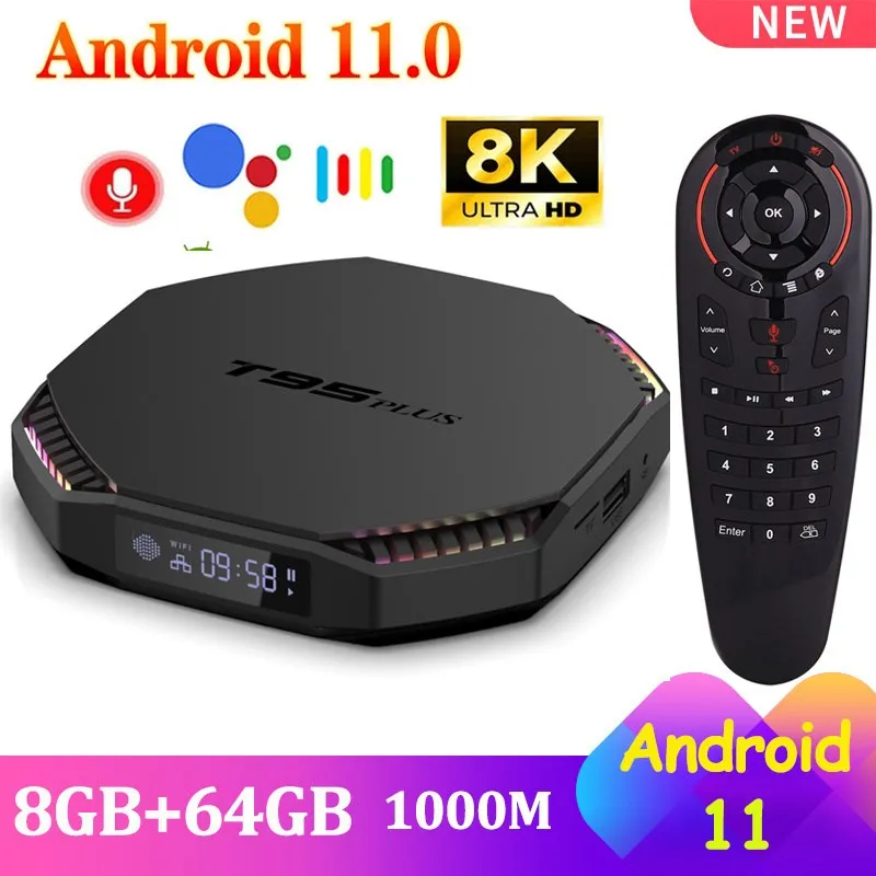 

Приставка Смарт-ТВ T95 PLUS, Android 11, 8 + 64/4/32 ГБ, Wi-Fi 2022/5 ГГц