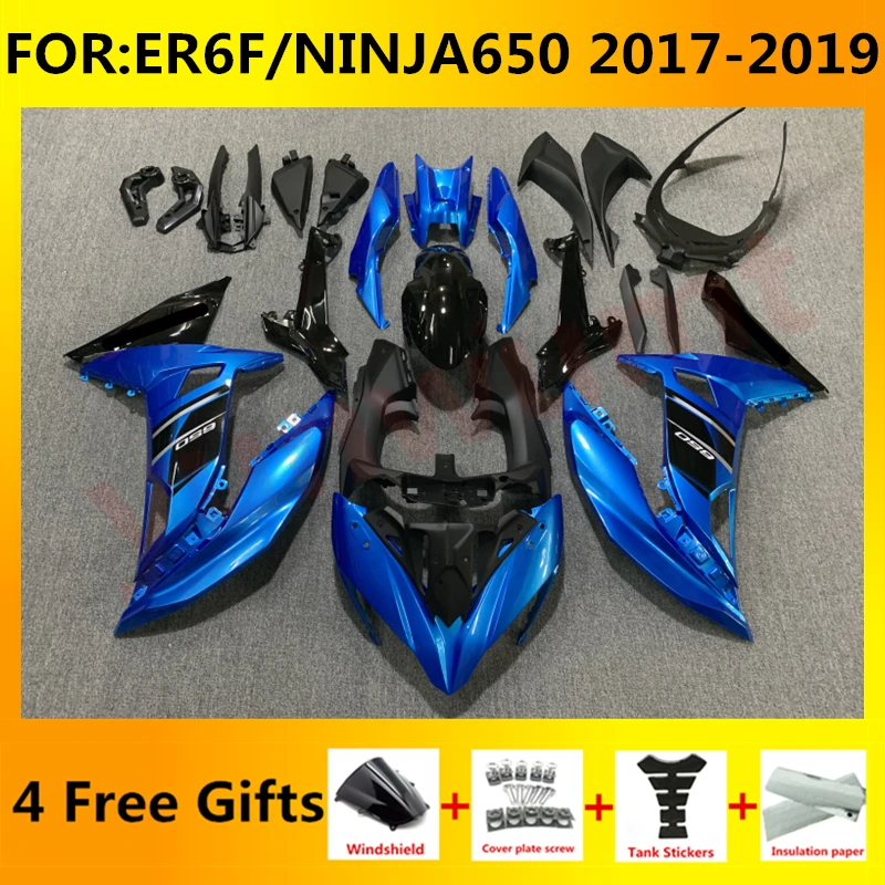 

Новый комплект обтекателей для мотоцикла ABS подходит для женских моделей 6f ninja650 EX 650 NINJA 650 2017 2018 2019 комплект обтекателей для кузова синий черный