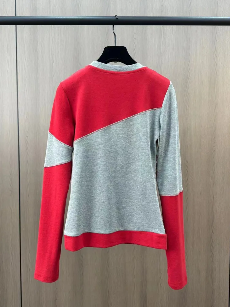 [ZOCI] 2024 осень-зима круглый вырез длинный рукав цветной сексуальный леопардовый