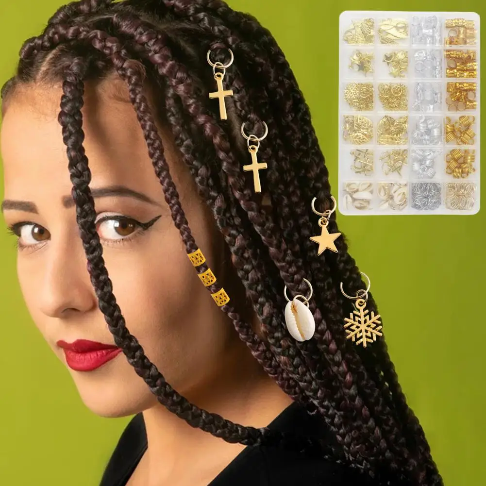 

220Pcs/Box Hair Beads Various Styles Exquisite Craftsmanship Dreadlocks Accessories Hair Braid Dreadlock Beads for Party