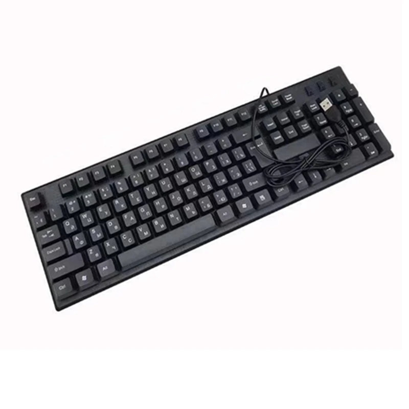 

USB Wired Office Keyboard for Russian French Spanish English 108 Keys Waterproof Full Size Desktop Computer Keyboards with Mouse
