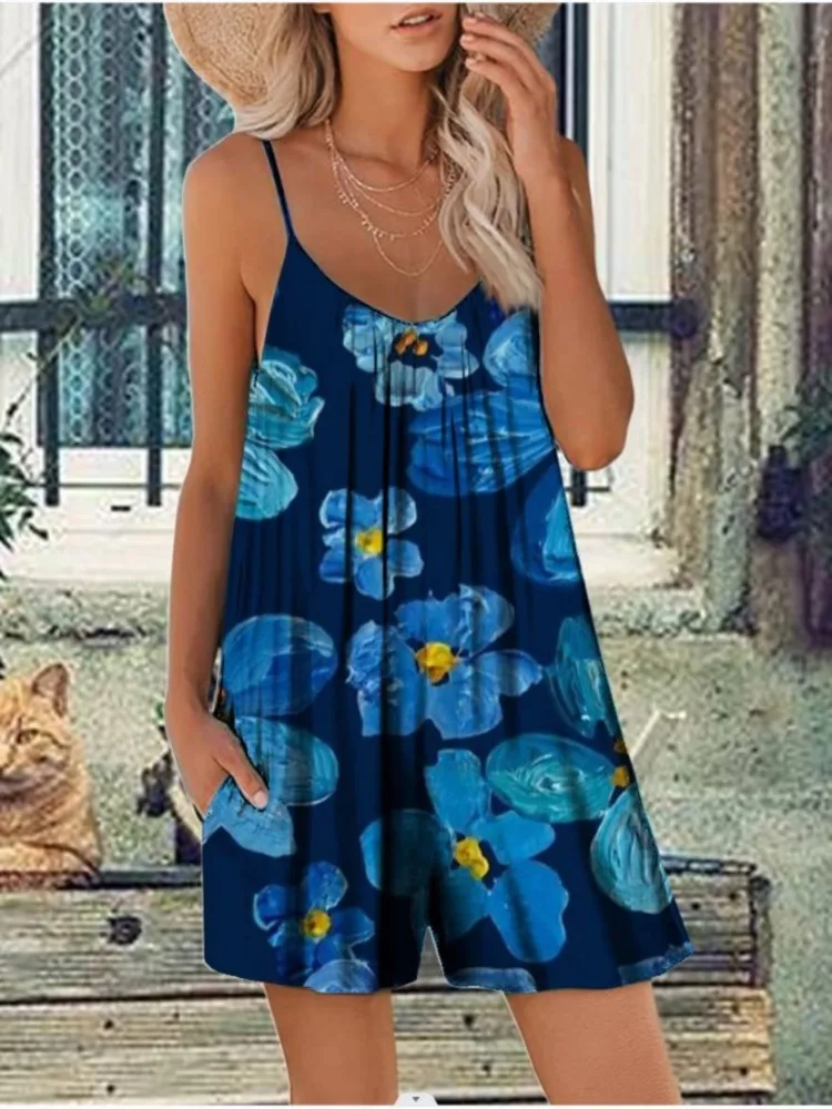 

Женский пляжный комбинезон Merloly с цветочным принтом на тонких бретельках без рукавов в стиле бохо 2023 шикарный летний цельный комплект