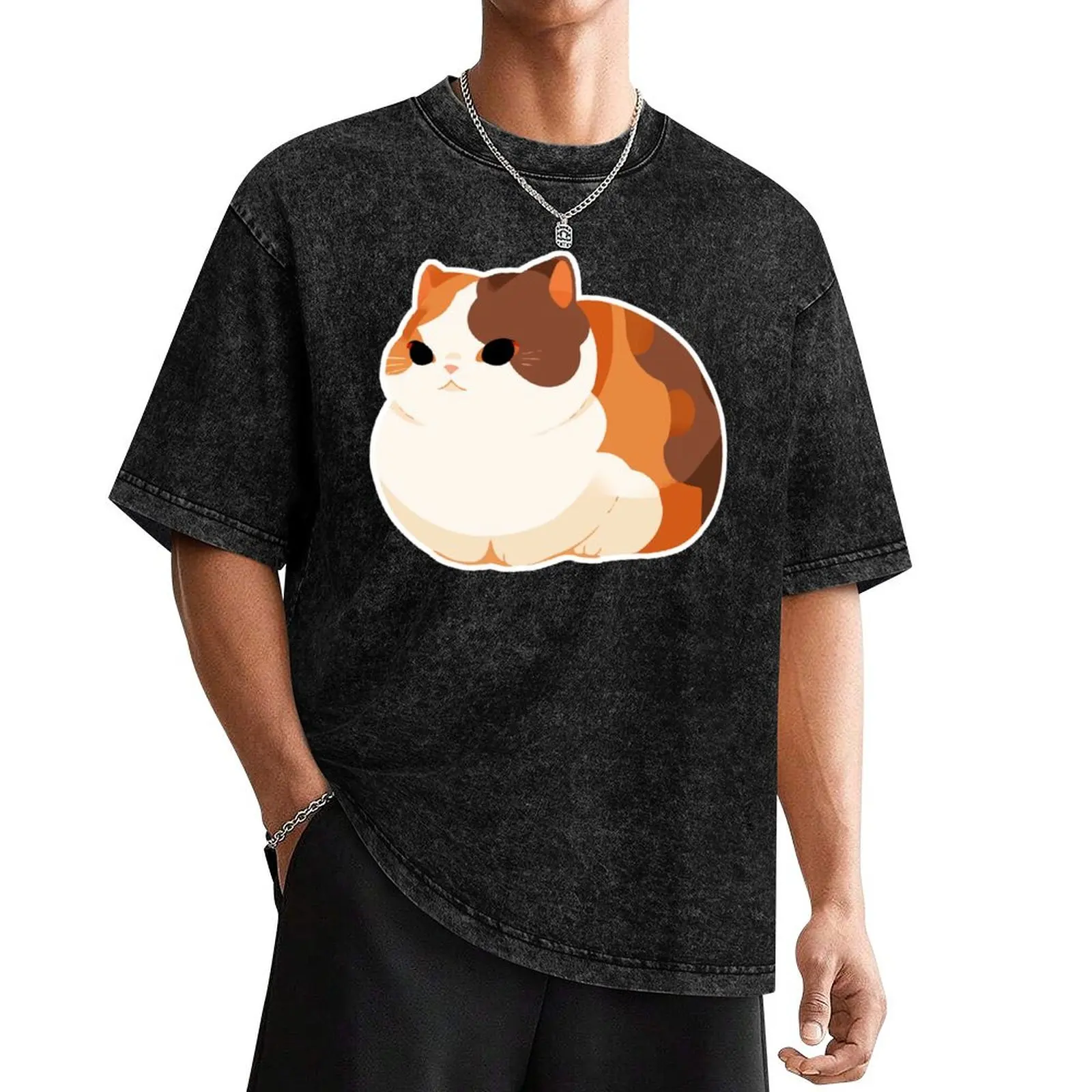 Футболка Chonky Calico Cat черная хлопковая мужская