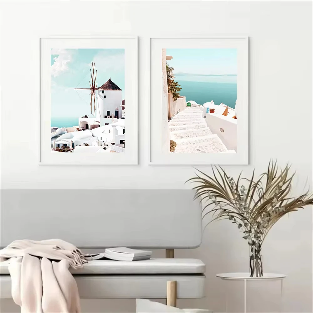 Санторини греческий остров итальянский постер настенное искусство в прибрежном