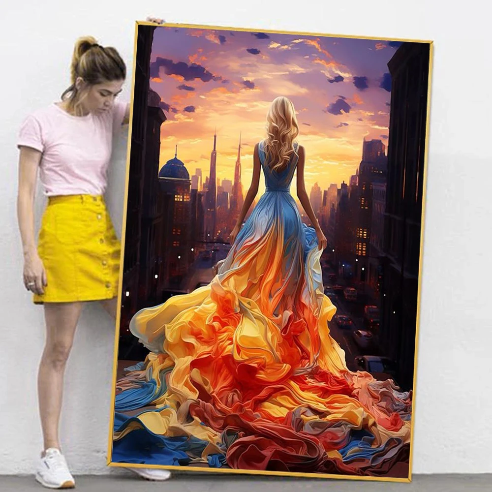 

Fantasy Woman Poster Prints For Gallery Living Room Home Decor Van Gogh Starry Night Girl Abstract Canvas Painting Wall Art
