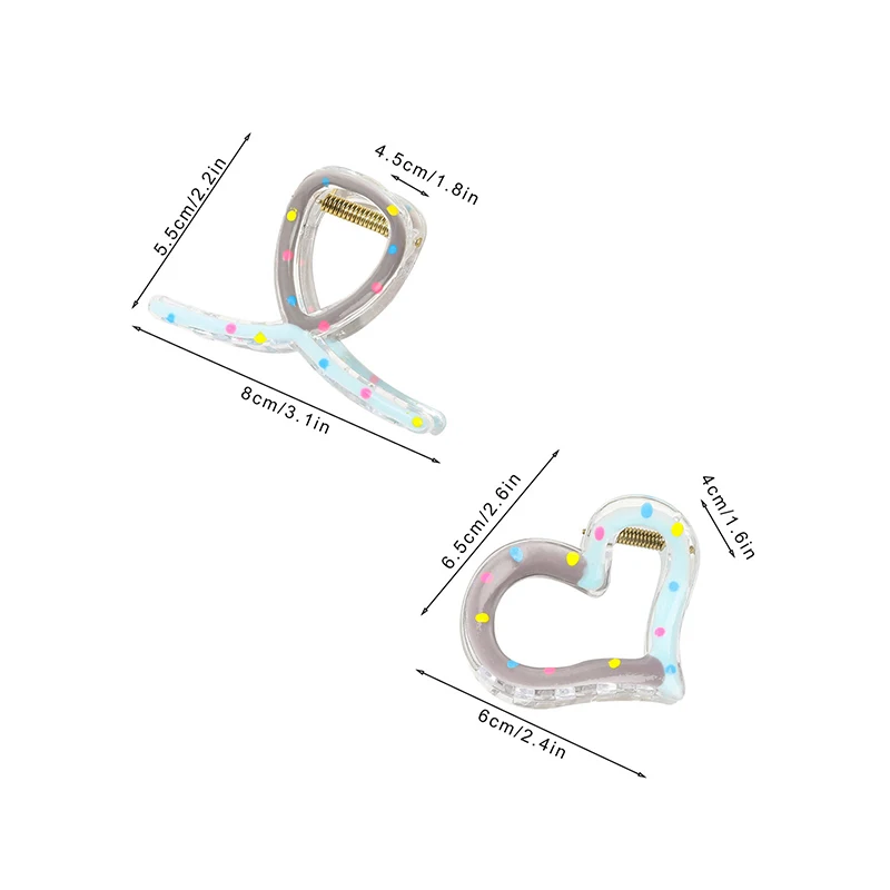 Модные красочные заколки для волос в горошек женщин дизайн виде сердца коготь