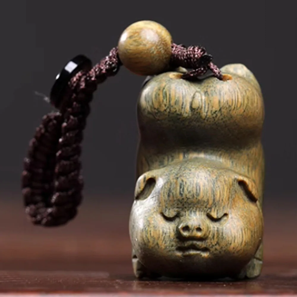 JW131-3 см прекрасная свинья зеленая сандаловая скульптура зодиакальная фигурка