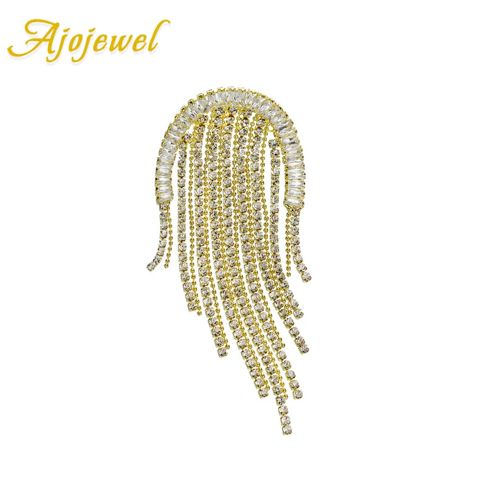 

Ajojewel Rhinestone Long Chain Tassel Brooch Suit Pin Women Cloth Jewelry Wholesale Personalized Gift
