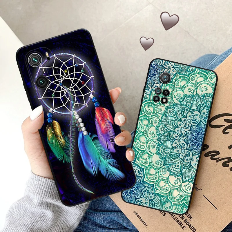 Черный матовый чехол для телефона Redmi K60 K50 K40 Note 8 7 Xiaomi Mi 11 11T 10 10T Lite Mermaid Mandala Dreamcatcher