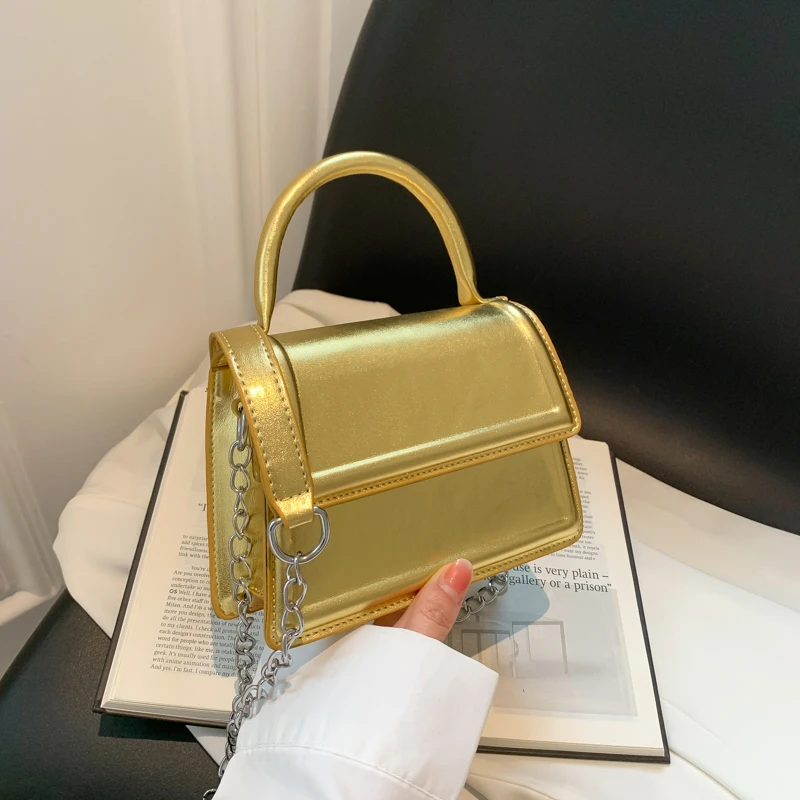 

Gold Silver Mini Small Square Bag For Women 2023 Summer Fashion Crossbody Phone Bag Purse Shiny Handbag Clutch Bag Tote Female