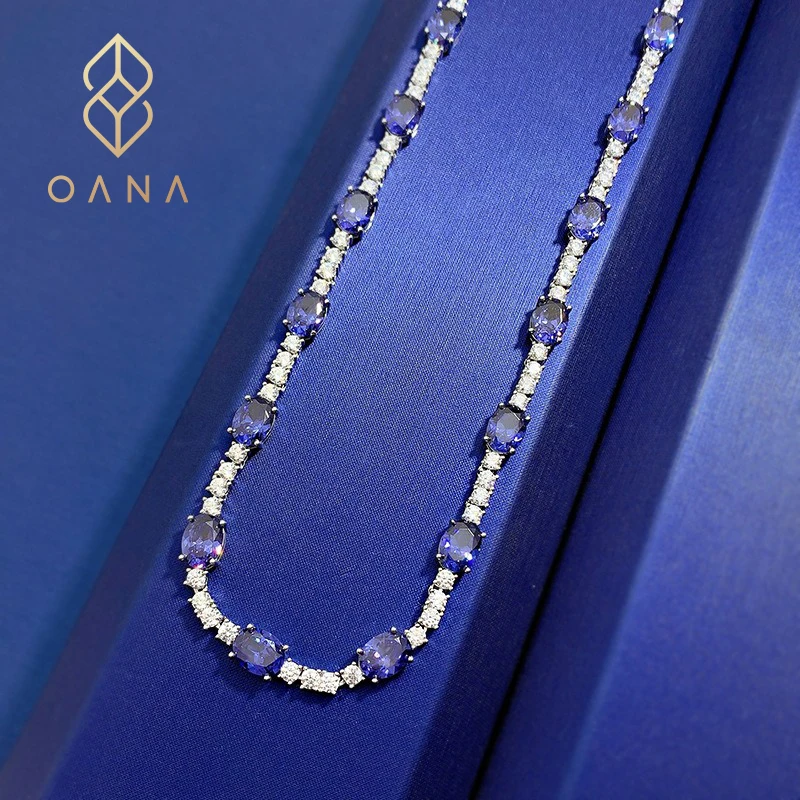 

OANA 2 Carat Egg-Shaped High-Carbon Diamond Ladies Necklace 925 Silver Luxury Collarbone Chain Jewelry Free Shipping