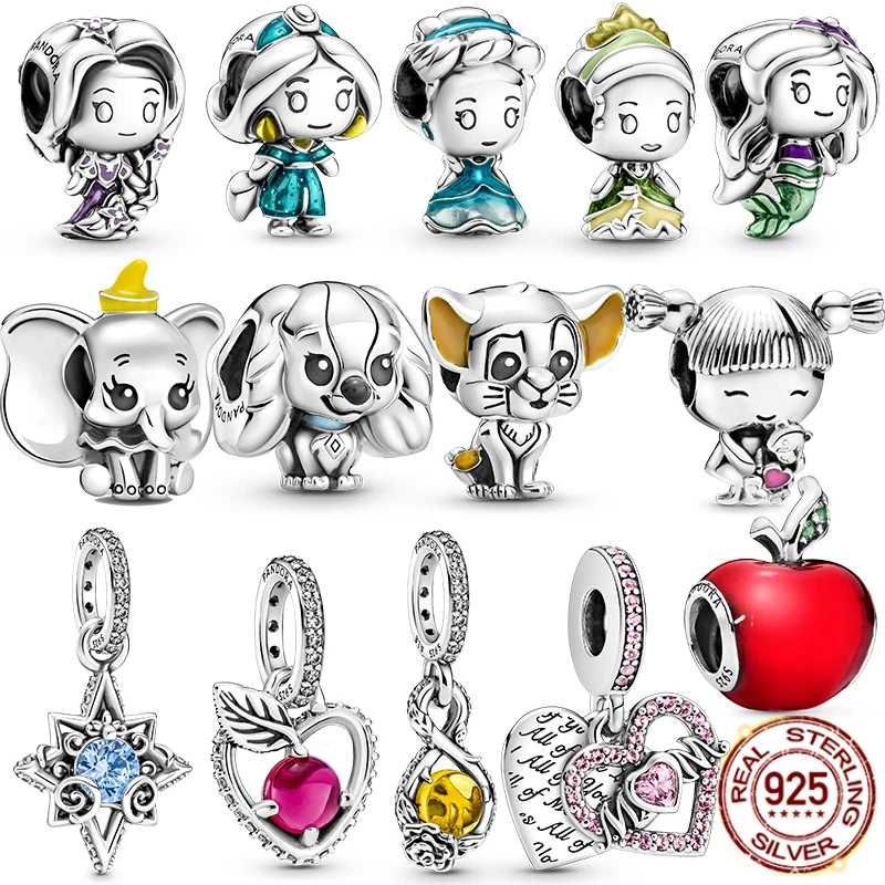 

2021 New 925 Sterling Silver Princess Series Elephant Apple Charms Beads Fit Original charm Bracelet DIY Lady Jewelry Making