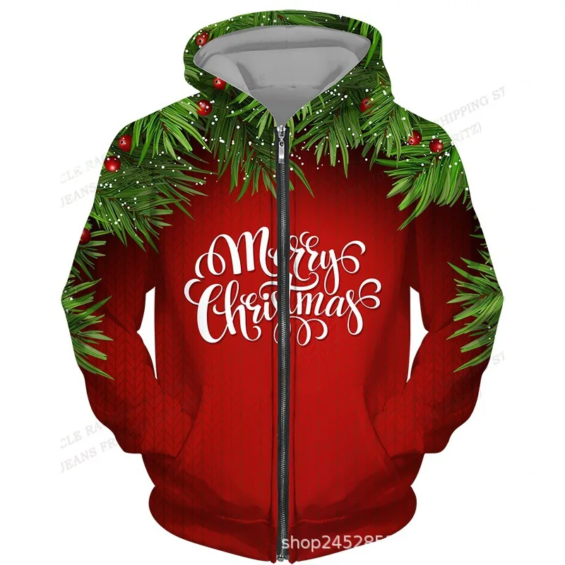 Рождественская новогодняя толстовка с 3D-оленем Милу мужская и женская капюшоном