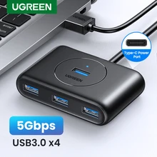 UGREEN USB 허브 4 포트 USB 3.0 하드 드라이브 용 고속 USB 분배기 USB 플래시 드라이브 마우스 키보드 확장 어댑터 USB 3.0 허브
