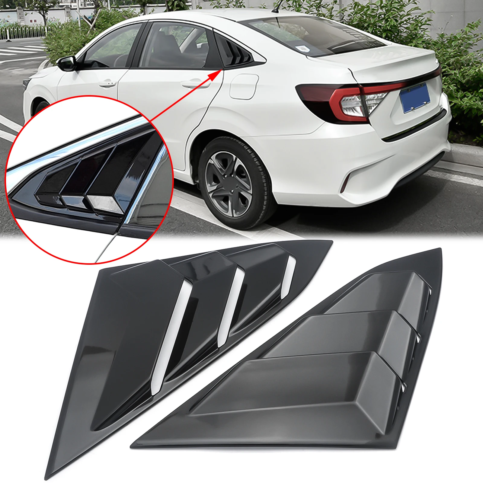 

Глянцевая черная четверть окна, задняя сторона телефона, Обложка для Honda Civic 2016-2021