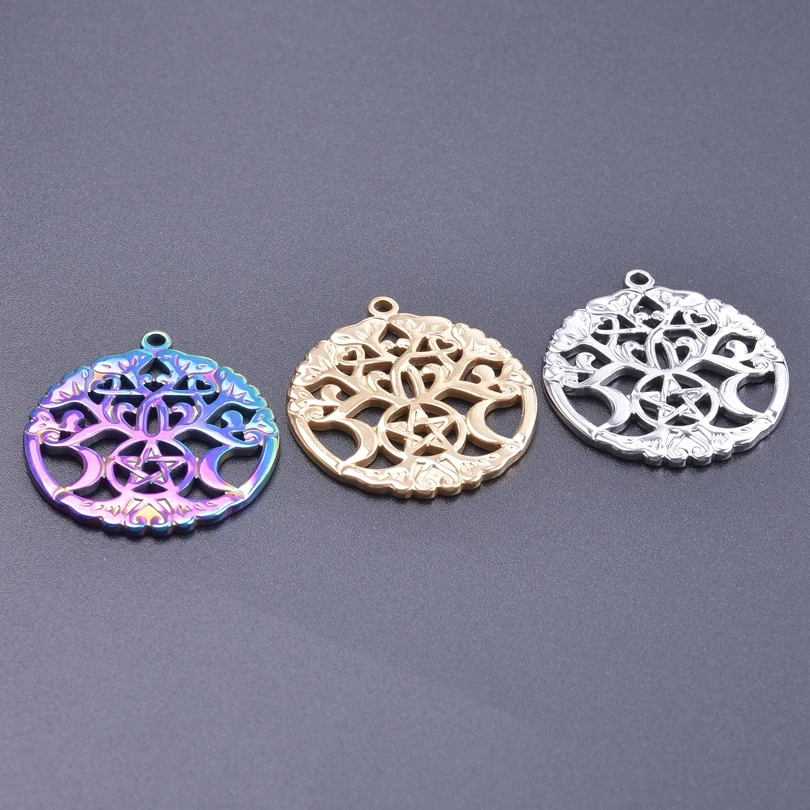 

10 Pcs Stainless Steel Pentagram Flowers Pendants Rainbow Charms For Jewelry Making Supplies Necklace Bracelet Key Chain DIY