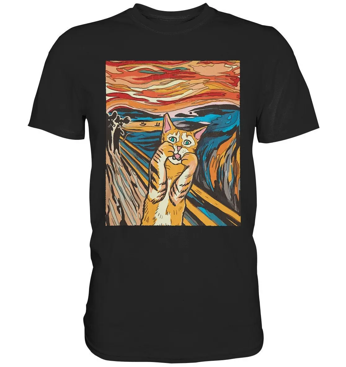 Кричащая кошка художественная котята Первоклассная футболка