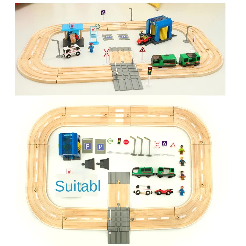 Детский набор электропоездов строительные блоки трек магнитный автомобиль
