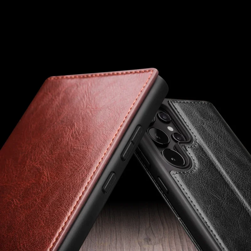 Фото Чехол QIALINO из натуральной кожи для Samsung S25 S24+ Plus в деловом стиле, роскошный чехол с отделениями для карт, чехол для S25 S24 Ultra №5