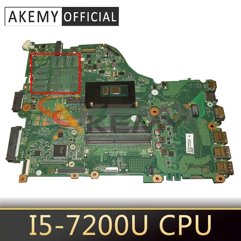 Материнская плата AKEMY для ноутбука Acer Aspire E5-575 с процессором I5-7200U NBGD311006 DAZAAMB16E0 REV:E