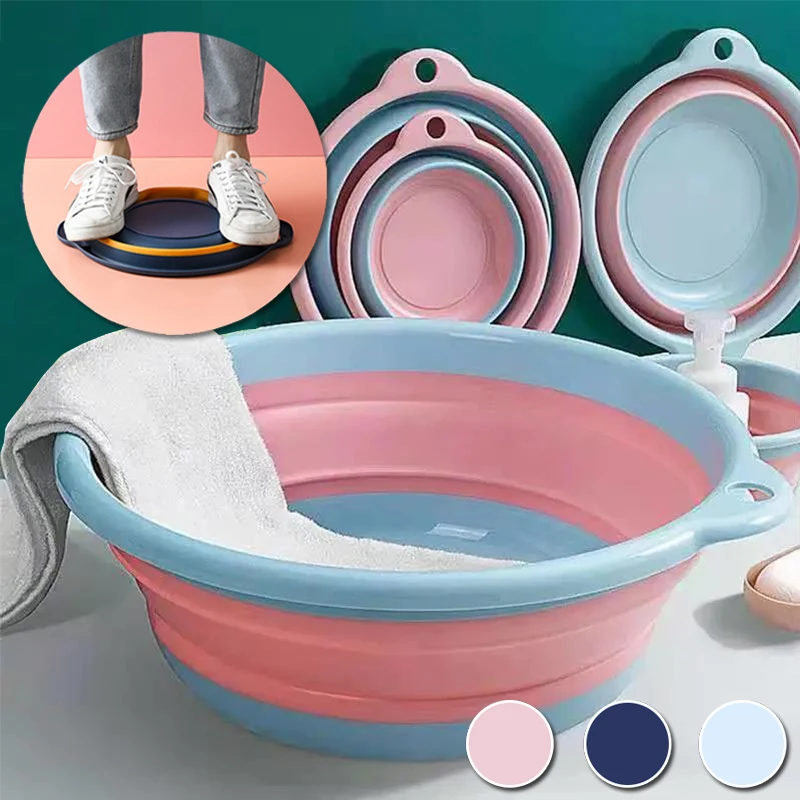 

Foldable Washbasin Portable Plastic Basins Laundry Tub Durable Bathroom Kitchen Accessories Picnic Cleaning Tool Multi Size