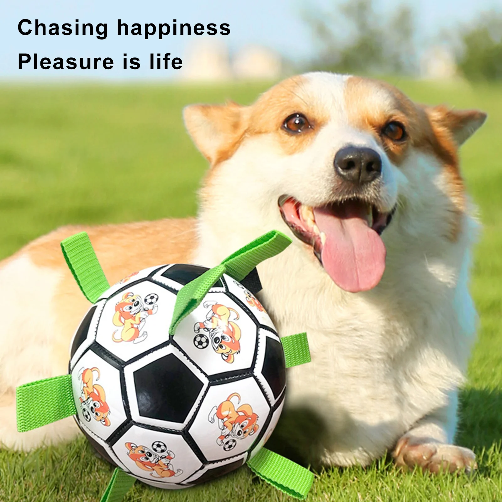 كلب كرة القدم مع الأشرطة التفاعلية الكلب كرات المولي تخفيف الملل الكلب لعب لألعاب شد جلب الكلب الكرة في الهواء الطلق حديقة لعبة