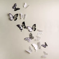 18pcs black and white 3d effect crystal butterflies wall sticker beautiful butterfly for kids room wall decals home decoration