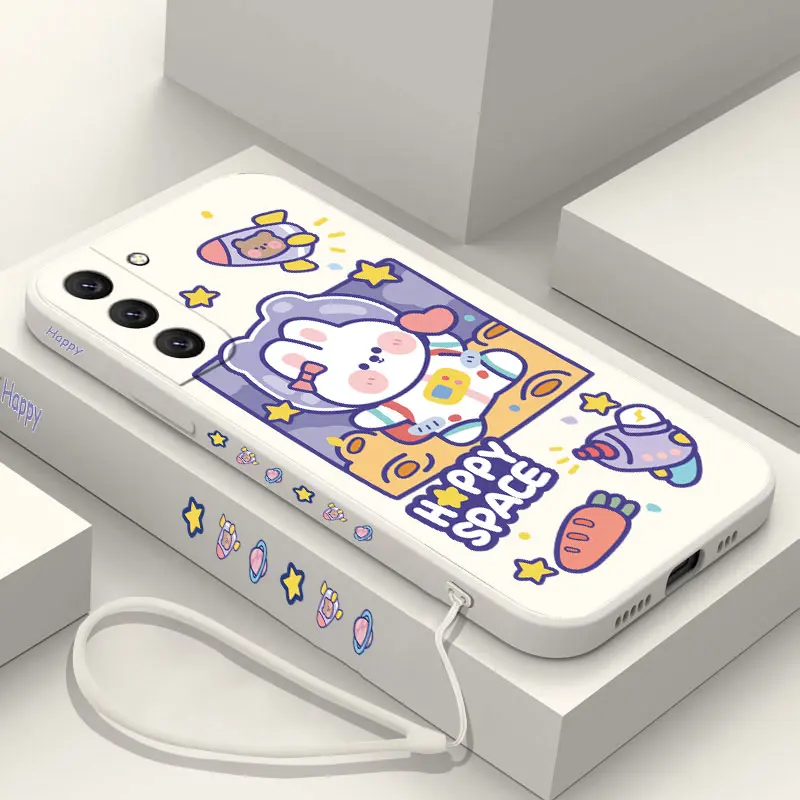 

Bunny Astronaut Couple Phone Case For Samsung Galaxy S23 S22 S21 S20 Ultra Plus FE S10 S9 S10E Note 20 ultra 10 9 Plus Cover