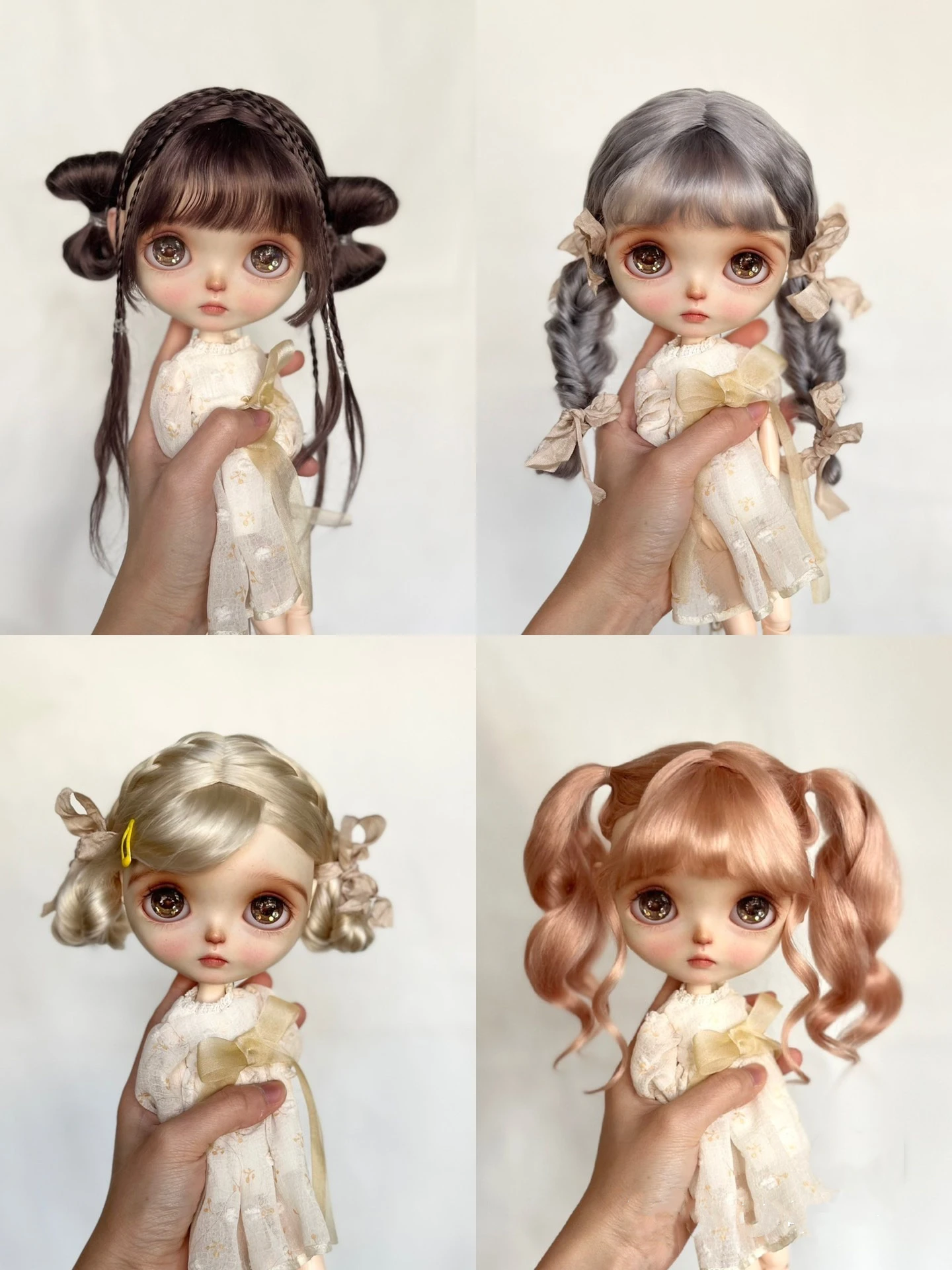

Doll Wigs for Blythe Qbaby Mohair Double ponytail Microvolumes curls 9-10 inch head circumstance Free Shipping