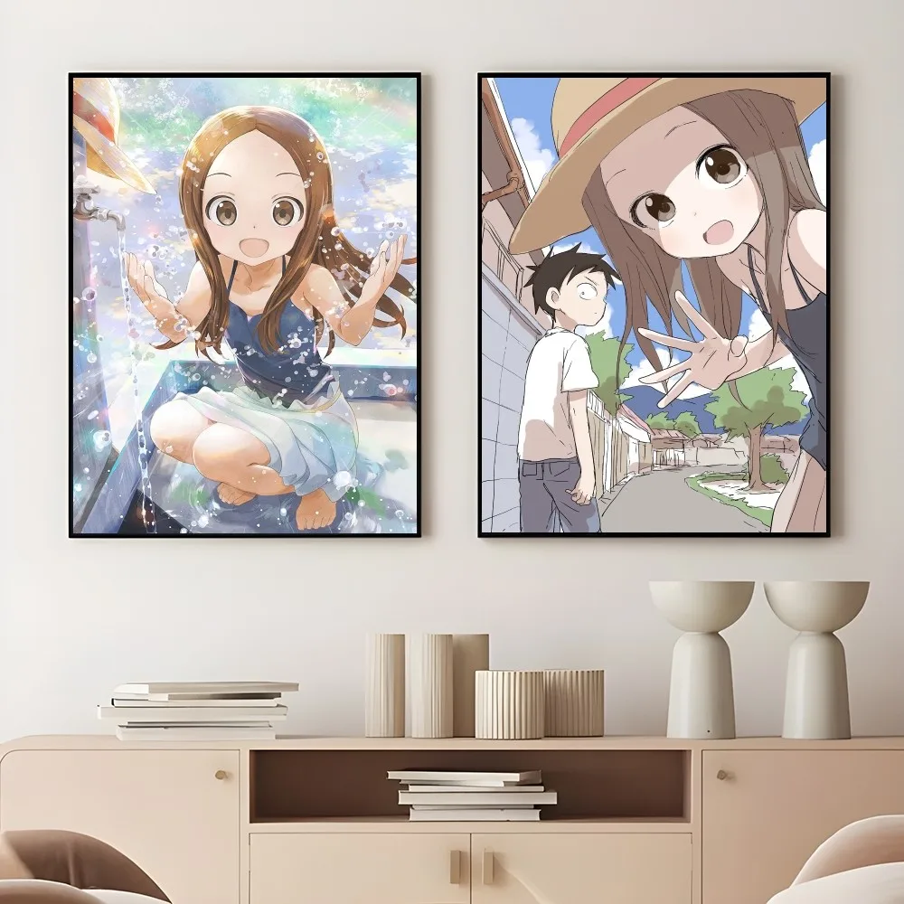 1pc Anime T-Teasing Master Takagi-san Poster Sticky Wall Art Printing Waterproof Home Living Bed Room Bar Aesthetic Decor