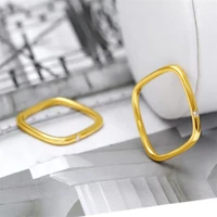 1 pc hollow golden geometric square minimalist thin ring irregular zircon ring for women wedding party jewelry copper size 6 10