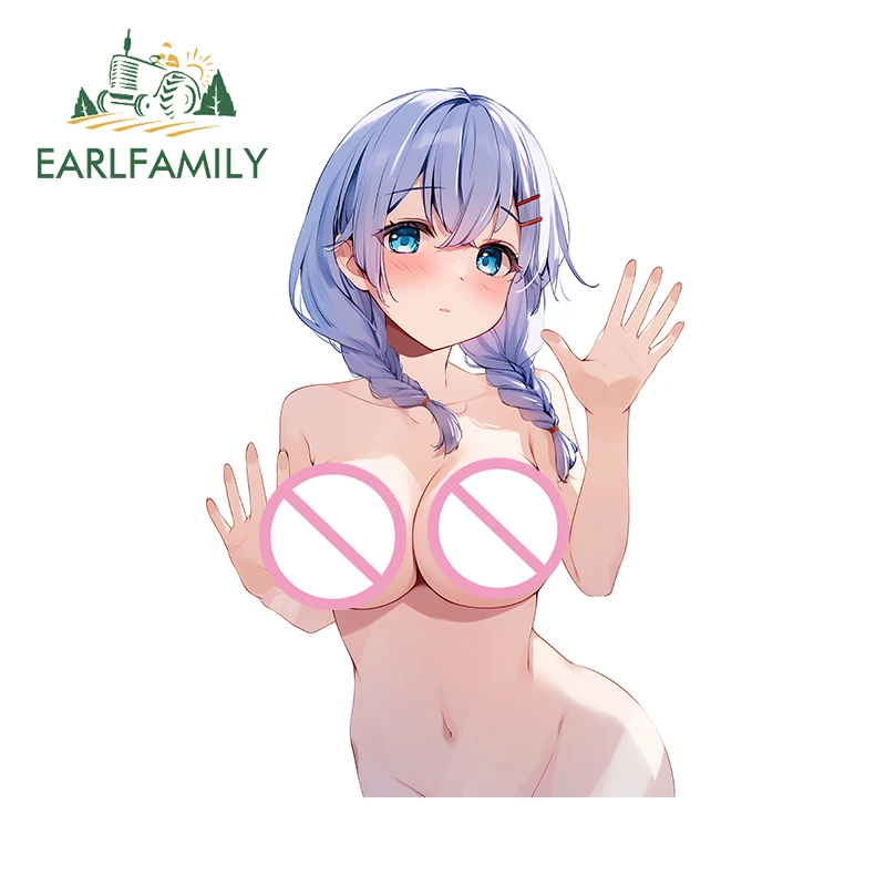 

EARLFAMILY Грудь на стекле Соблазнительные аниме Девушка Автомобильные наклейки Синие волосы Окна автомобиля Виниловая наклейка Практичное украшение автомобиля