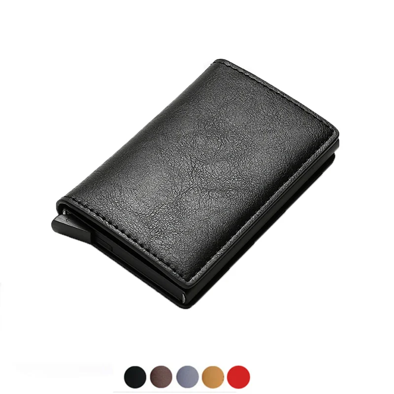 

Credit Card Holder Men Wallet Blocking Protected Aluminium Box PU leather Wallets with Money Clip Designer Cardholder