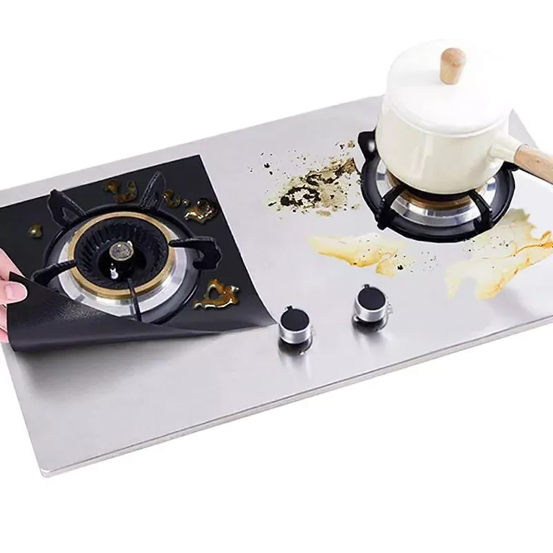 

4Pcs/set Gas Stove Protector Cooker Cover Liner Clean Mat Pad High Temperature Resistant For Kitchen Cookware Accessories