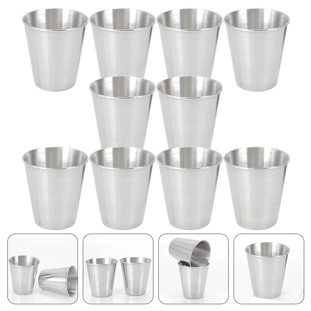 

10Pcs Reusable Stainless Steel Compact Daily Use Compact Cup Cup Cup Home for