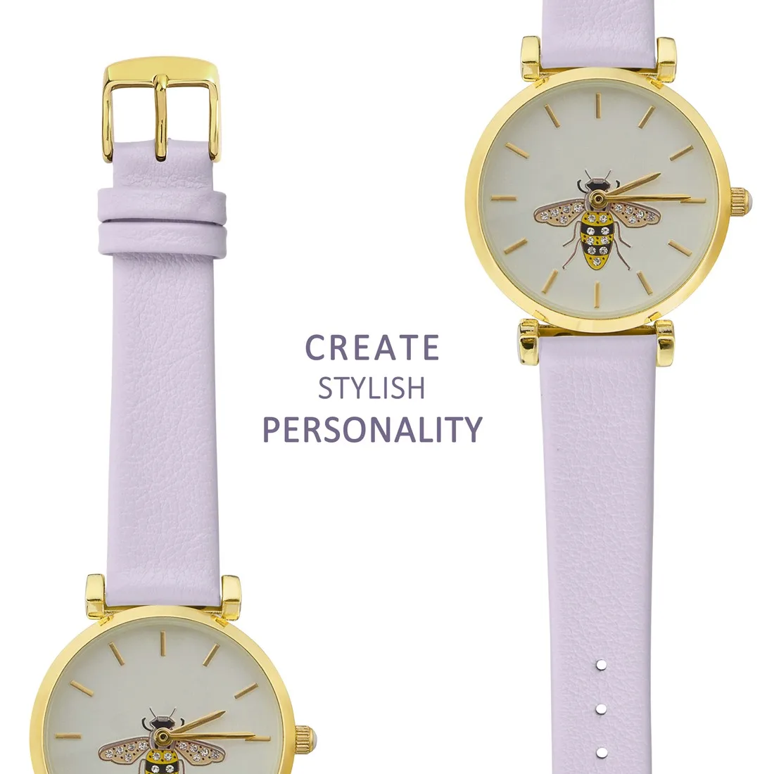 WOCCI 10mm 12mm 14mm 16mm 18mm 20mm 22mm Genuine Leather Watchband for Women with Golden Buckle Watch Accessories Replacement