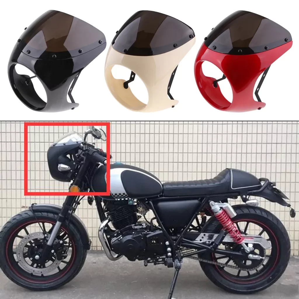 

Cafe Racer 7" Handlebar Fairing Headlight Light Lamp Windshield Wind Screen