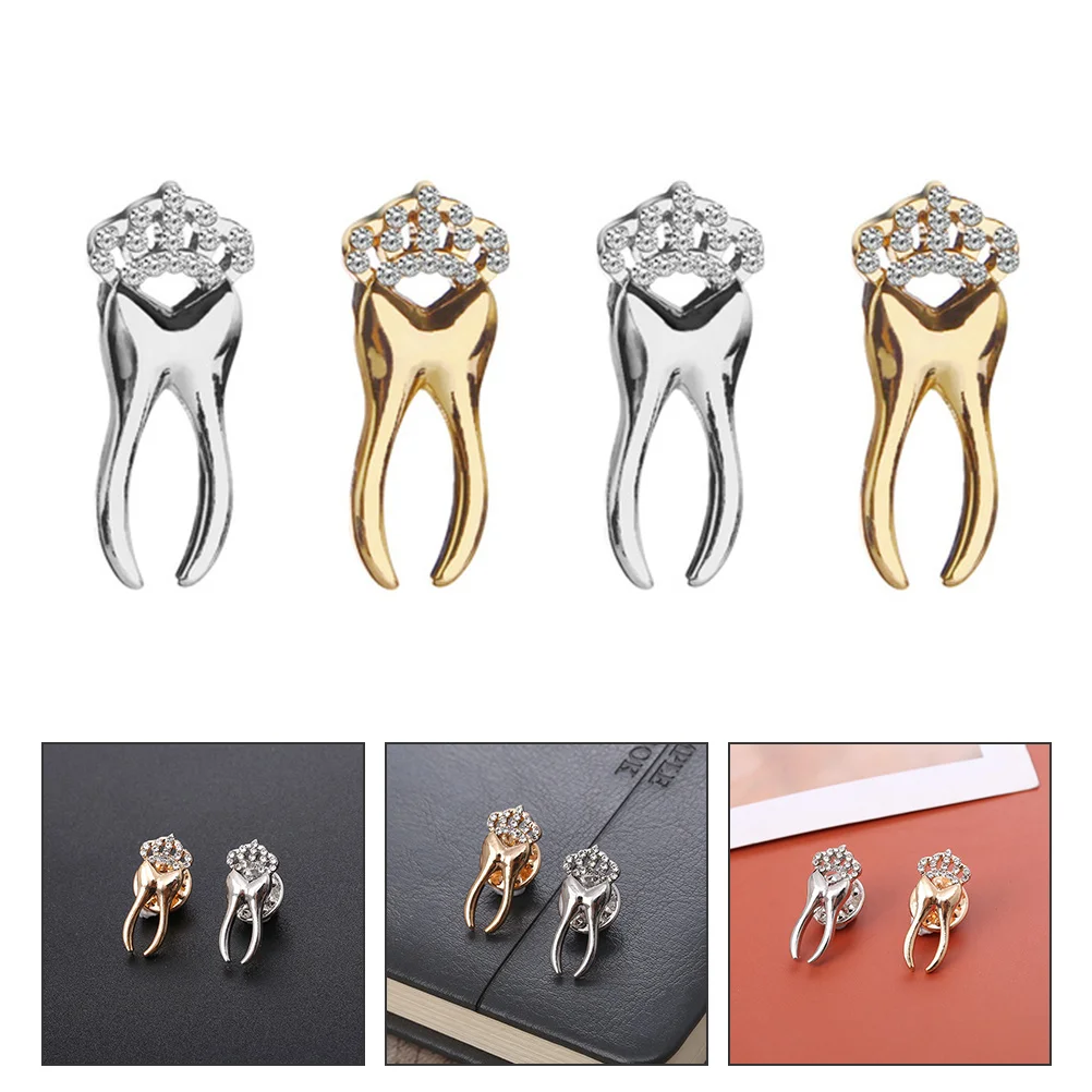 

4 Pcs Brooches Prime Sturdy Tooth Brooch Clothes Decor for Dentist Doctors Nurse