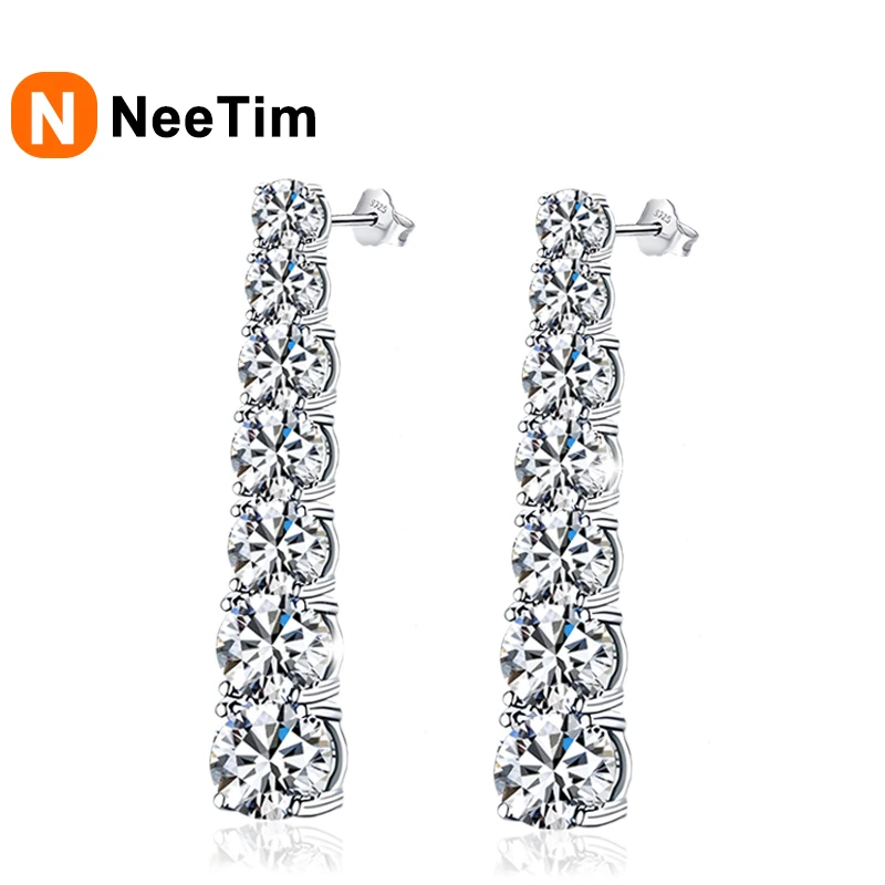 

NeeTim Full D VVS1 Moissanite Earrings for Women with GRA s925 Sterling Sliver Sparkling Diamond Ear Studs Wedding Fine Jewely