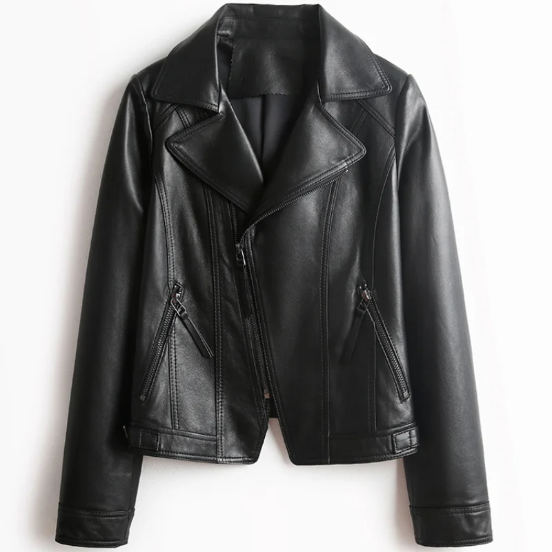 

2023Leather jacket,Sheepskin Leather Jacket Women Short New Korean Fashion Slim Genuine Leather Jacket Coat Women Jaqueta Femini